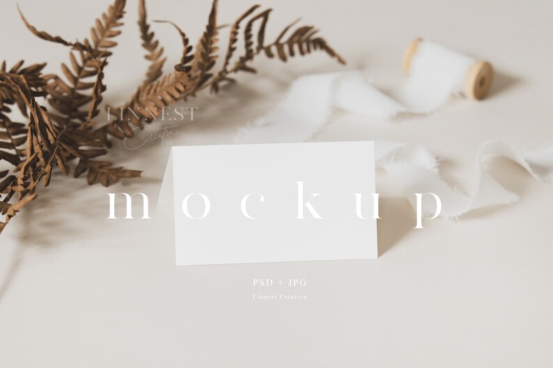 Platzkarte Mockup, Klappkarte Mockup, Hochzeit Stationär Mockup, Boho Karte Mockup, Tented Platzkarte Mockup, Neutrale Karte Mockup 023 Bild 2
