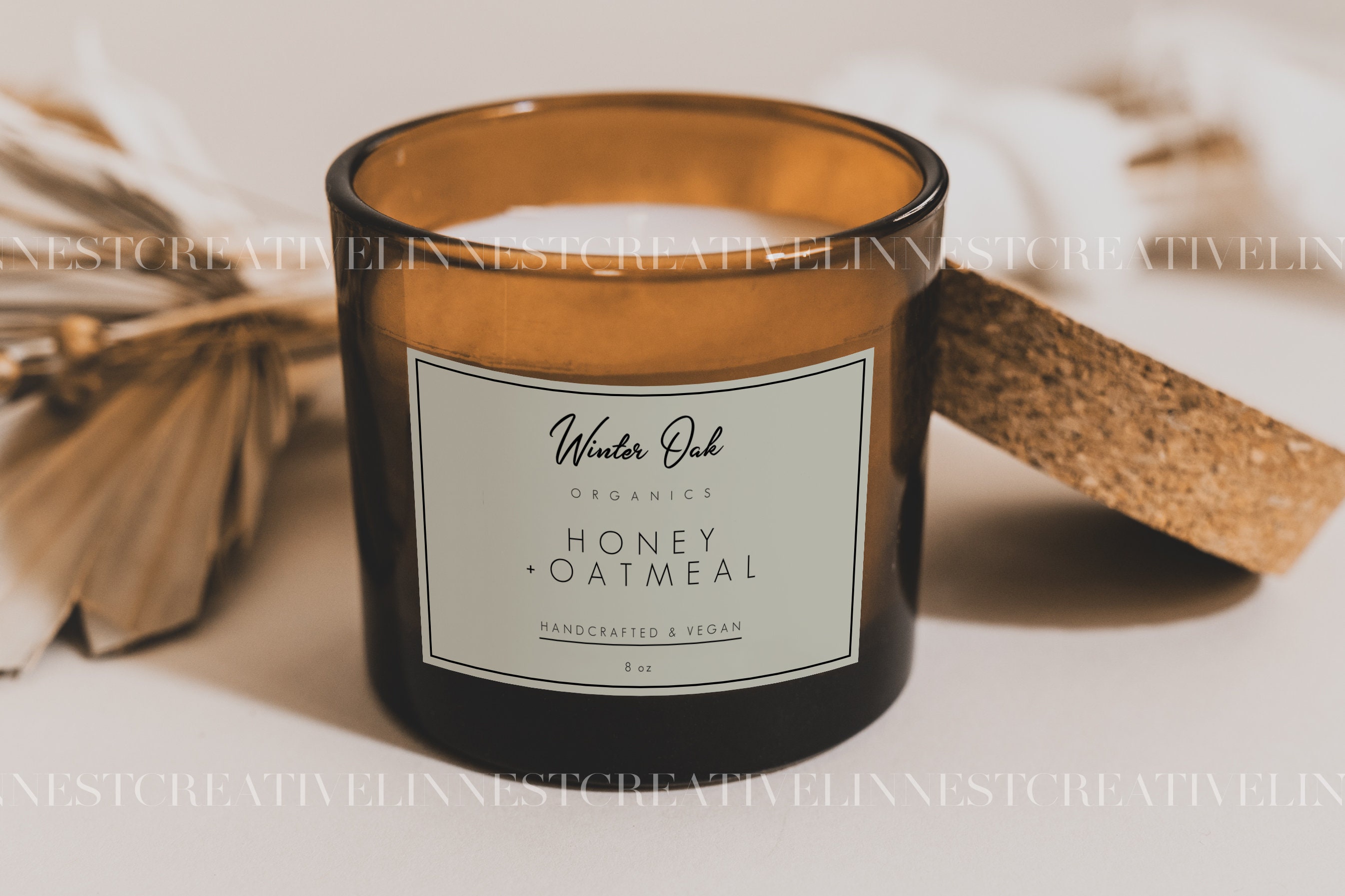 Boho Candle Label Mockup Brown Jar Candle Mockup Minimalist Etsy