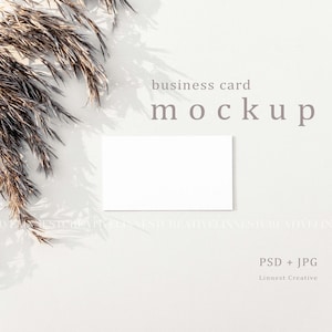 Business card mockup, Place card mockup, 3.5x2" card mockup, Minimalist empty white card, Smart object mockup, Insert card mockup