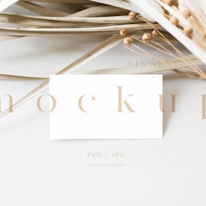 Boho Visitenkarte Mock-up, erdige neutrale Ort Karte Mockup, moderne Hochzeit stationäre Smart Object Mockup, minimale Branding Mockup 08