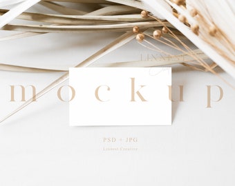 Boho business card mock up, Earthy neutral place card mockup, Modern wedding stationary Smart Object mockup, Minimal branding mockup 08