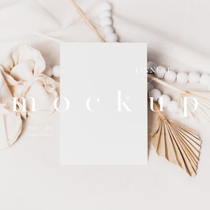 Gender neutrale Baby Shower Mockup, 5x7" Karte Mockup, Minimalistische Einladung Mockup, Baby Geburtstagskarte Mockup, Boho Einladung Mockup neutral 029