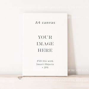 Kunstdruck Leinwand Mockup, Minimalistische leere Leinwand Mockup, Moderne weiße Leinwand im A4 Format, Wand Kunst Printables Mockup, Kunstwerk Leinwand Mockup Bild 2