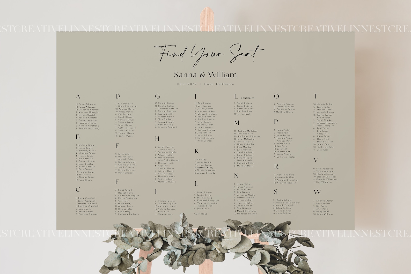Wedding Seating Chart Mockup, 36x24 Sign Mockup, Easel Sign Landscape ...