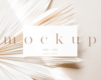 Boho business card mock up, Earthy neutral place card mockup, Modern wedding stationary Smart Object mockup, Minimal branding mockup 02