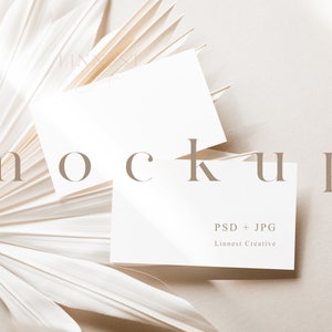 Boho Visitenkarte Mock-up, erdige neutrale Ort Karte Mockup, moderne Hochzeit stationäre Smart Object Mockup, minimale Branding Mockup 02