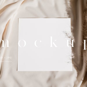 5x5 "Vierkante kaart mockup, minimalistische lege witte kaart, moderne bruiloft briefpapier mockup, elegante vierkante bruiloft uitnodiging mockup, Boho neutrale LC3