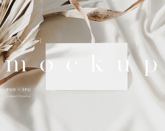Boho business card mock up, Place card mockup elegant neutral, Modern wedding stationary Smart Object mockup, Minimal branding mockup 016