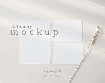 5x7" and 5x3.5" cards mockup for wedding invites, Minimalist empty white card mockup, Invite and thank you card, Party invitation template