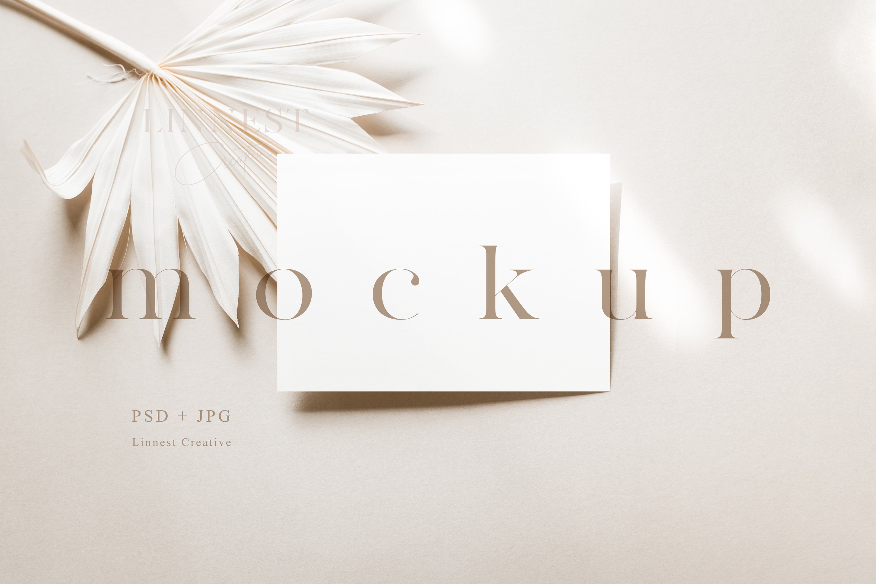 Minimal horizontal card mock up Boho modern empty white