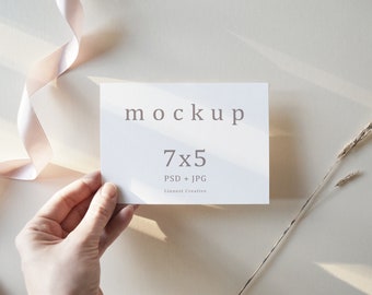 7x5" card mockup for wedding invites and greeting cards, Minimalist empty white card, Wedding stationery mockup, Party invitation template