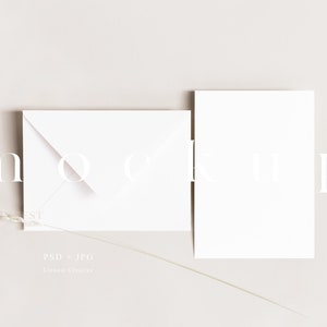 Invite and envelope mockup, Minimalist empty white card, Wedding stationary mockup, 5x7 Greeting card mockup, Modern neutral card mockup 010