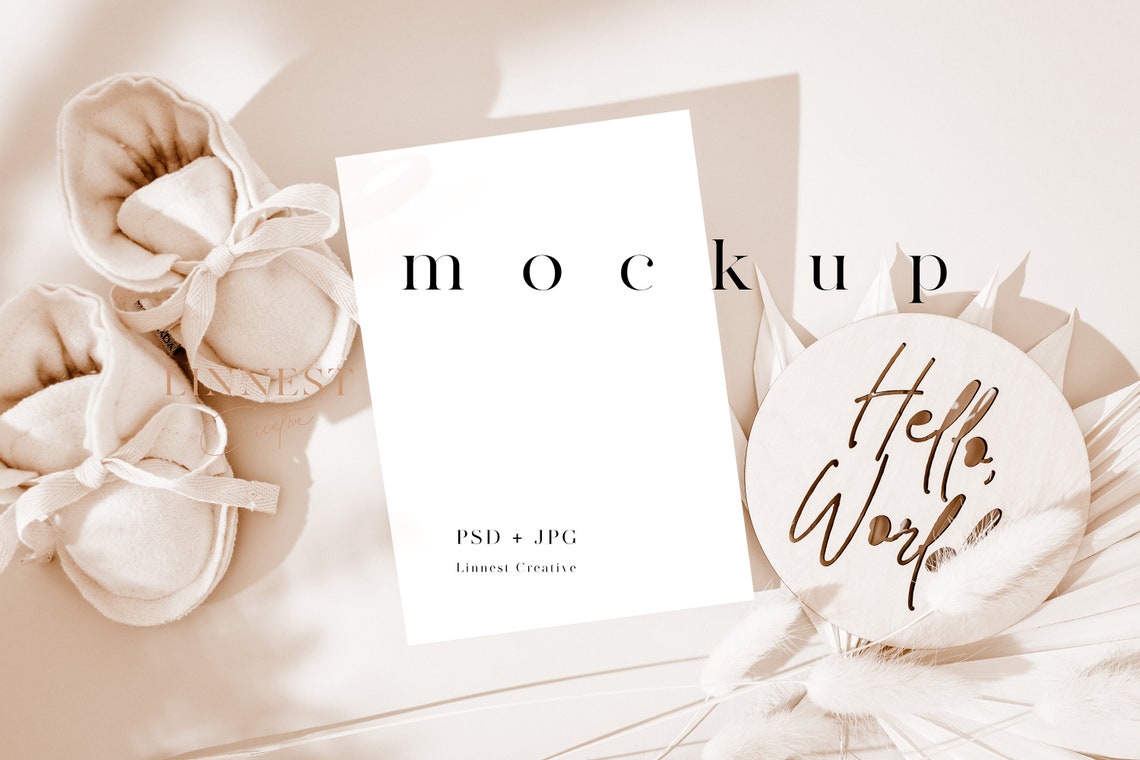 Baby shower mockup 5x7 card mockup Minimalist empty Etsy