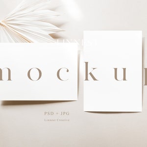 Doppel 5x7 Karte Mockup horizontal und vertikal, Grußkarte Mockup, Hochzeit Stationary Mockup, Modern boho neutral Töne Karte Mockup 02