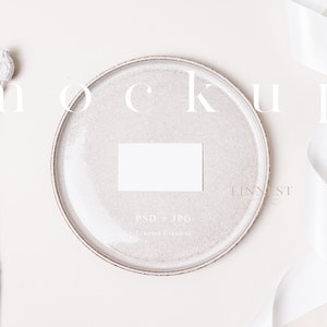 Place card mockup, Blank white card mockup, Wedding stationery mockup, Minimal modern name card mockup, Place card on plate, Table setting