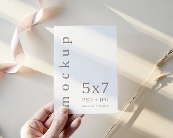 5x7" card mockup for wedding invites and greeting cards, Minimalist empty white card, Wedding stationery mockup, Party invitation template