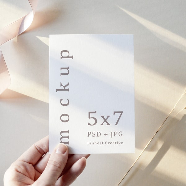 5x7" card mockup for wedding invites and greeting cards, Minimalist empty white card, Wedding stationery mockup, Party invitation template