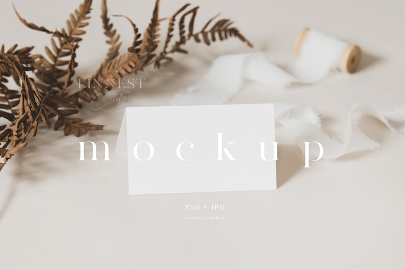 Platzkarte Mockup, Klappkarte Mockup, Hochzeit Stationär Mockup, Boho Karte Mockup, Tented Platzkarte Mockup, Neutrale Karte Mockup 023 Bild 1