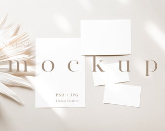 Gender neutral baby shower mockup, Boho baby shower stationery mockup, Invite insert cards mockup, Minimal modern PSD Smart Object mockup 02