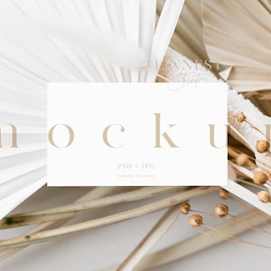 Boho business card mock up, Earthy neutral place card mockup, Modern wedding stationary Smart Object mockup, Minimal branding mockup 08
