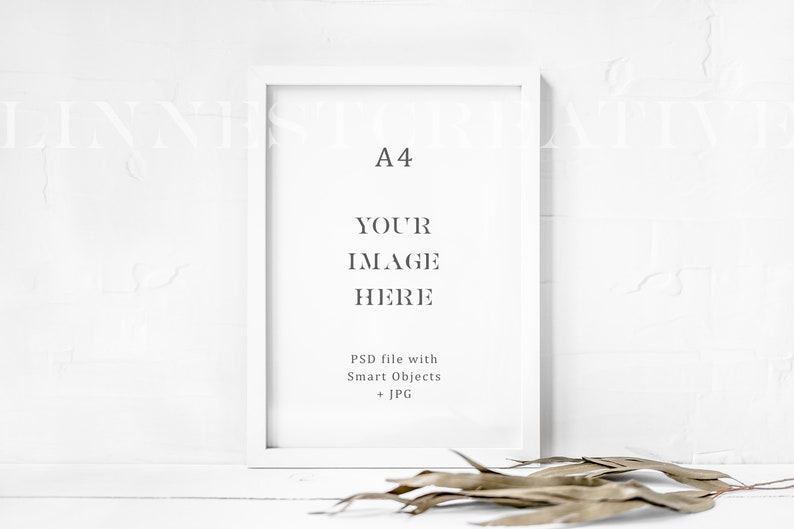 A4 Wooden Frame Mockup, Minimalist Empty White Frame, Print Mockup ...