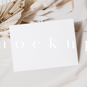 Minimalistische leere weiße Karte, 7 x 5" Karte Mockup, Hochzeit Briefpapier Mockup, Grußkarte Mockup, moderne leere Karte, Landschaft Karte Mockup LC3