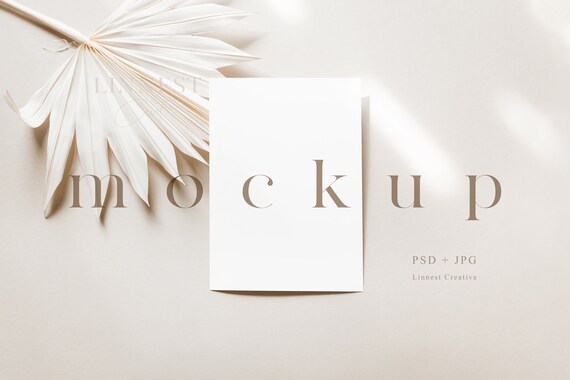 5x7 card mockup, Boho card mockup, Greeting card mockup, Minimalist wedding stationary mockup, Modern boho neutral tones card mockup 02