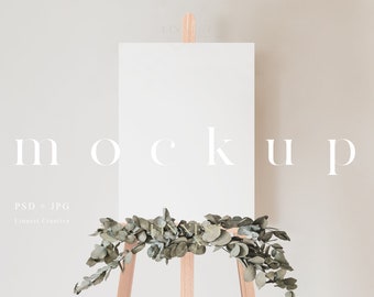 Wedding welcome sign mock up, Easel sign mock up, Wedding seating chart mockup, 18x24 sign mockup, Modern earthy eucalyptus sign mockup 04