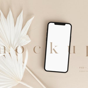 iPhone screen mockup, Boho digital invitation mockup, Electronic e-invite smartphone mockup, Cell phone mockup, Minimal modern evite mockup