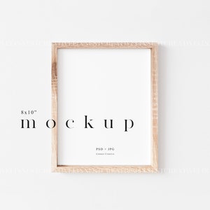 8x10 frame mockup, Wood frame mockup 8x10 wall, Wooden boho frame mockup, 4x5 ratio picture frame mockup, Rustic frame art print mockup