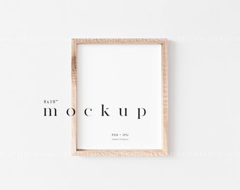 8x10 frame mockup, Wood frame mockup 8x10 wall, Wooden boho frame mockup, 4x5 ratio picture frame mockup, Rustic frame art print mockup