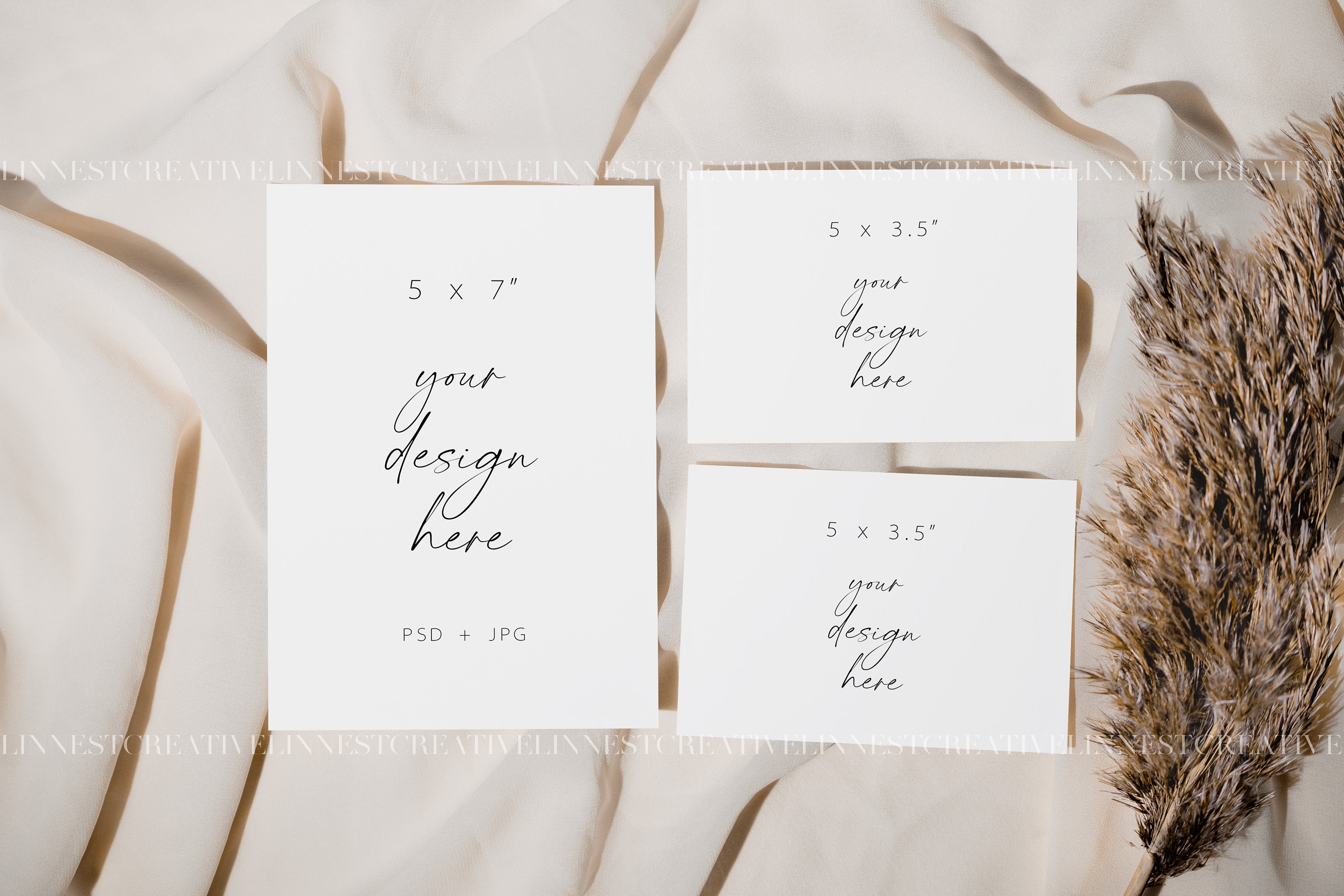 Boho wedding suite mockup Minimalist invitation suite