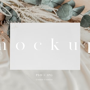 Mockup de cartão 6x4, mockup de cartão Boho Smart Object, mockup de casamento, mockup de cartão horizontal 4x6, mockup de cartão minimalista, mockup estacionário LC2