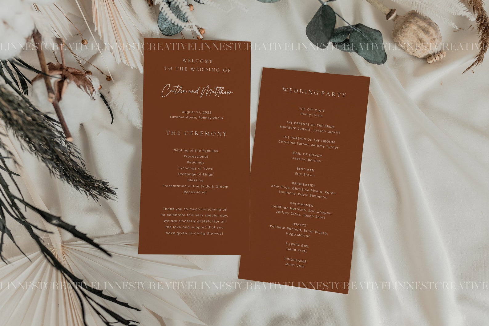 Download Earthy wedding program mockup Wedding stationery mockup Two | Etsy