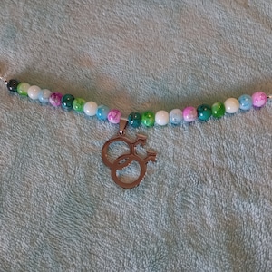 Gay Man Flag MLM Symbol Round Glass Beaded Bracelet