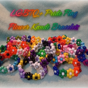 LGBTQ+ Pride Flag Flower Kandi Bracelets