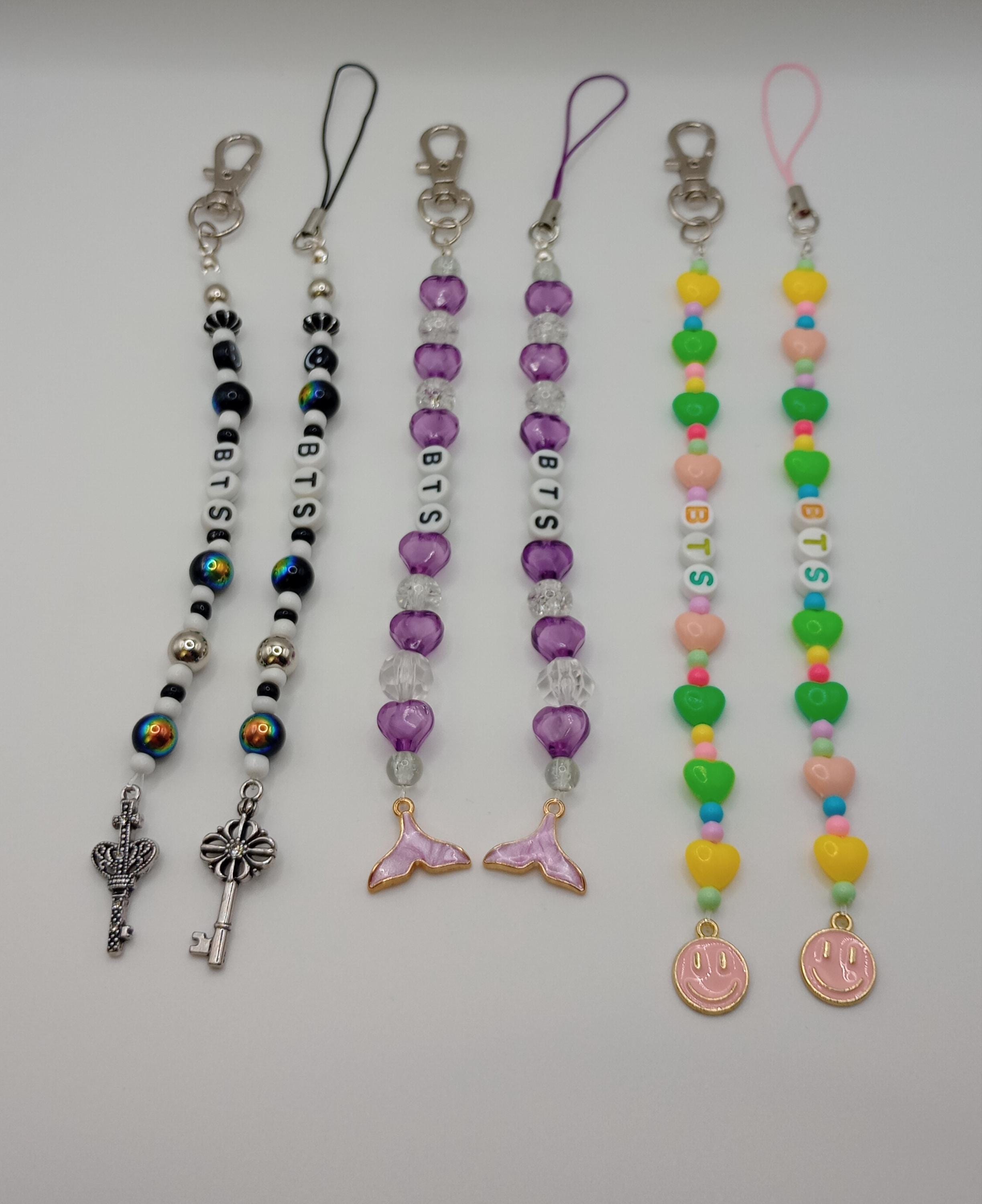 BTS Beaded Keychain & Phone Charm Sets - Etsy