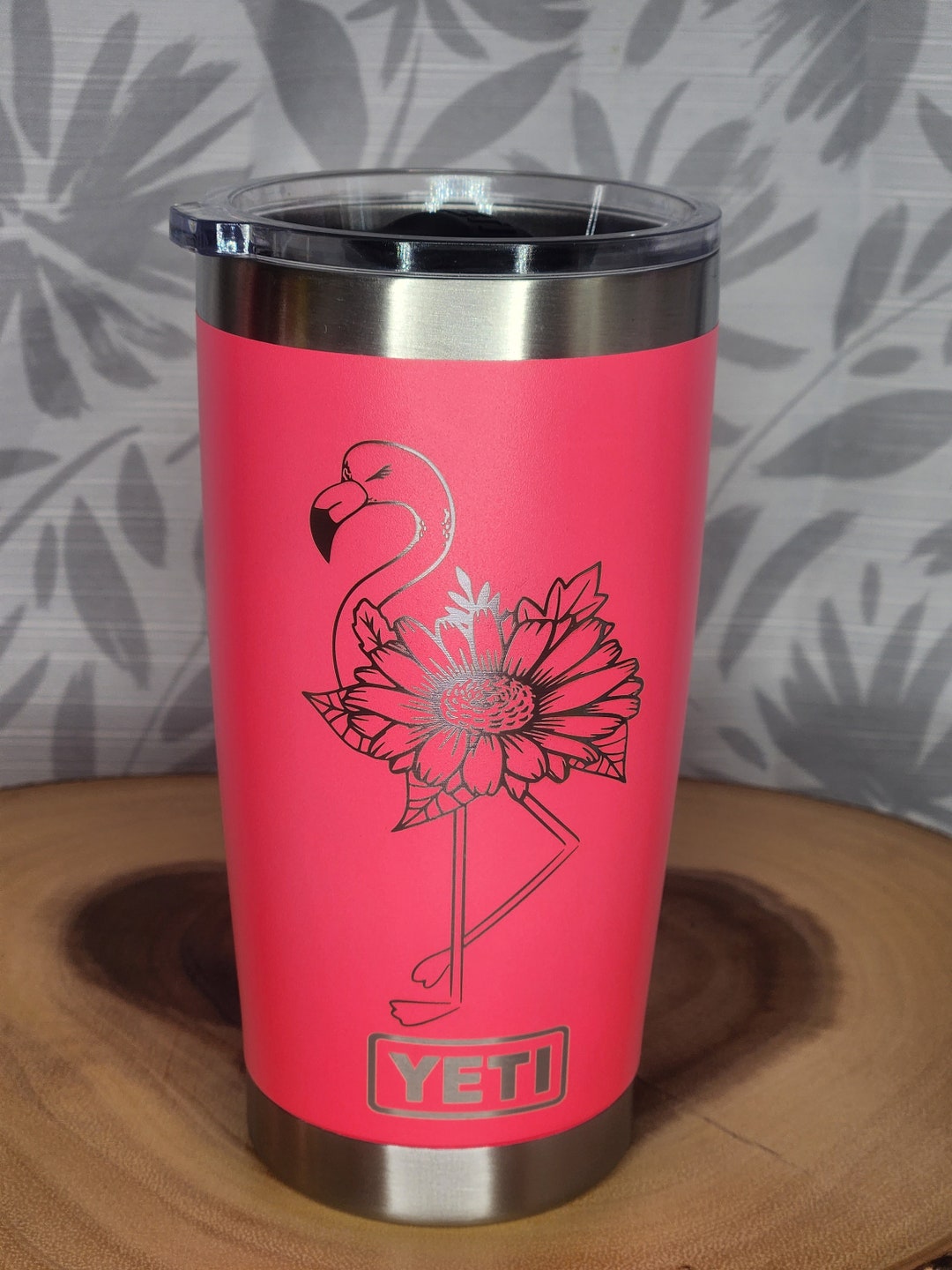 Floral Flamingo YETI Rambler Etsy