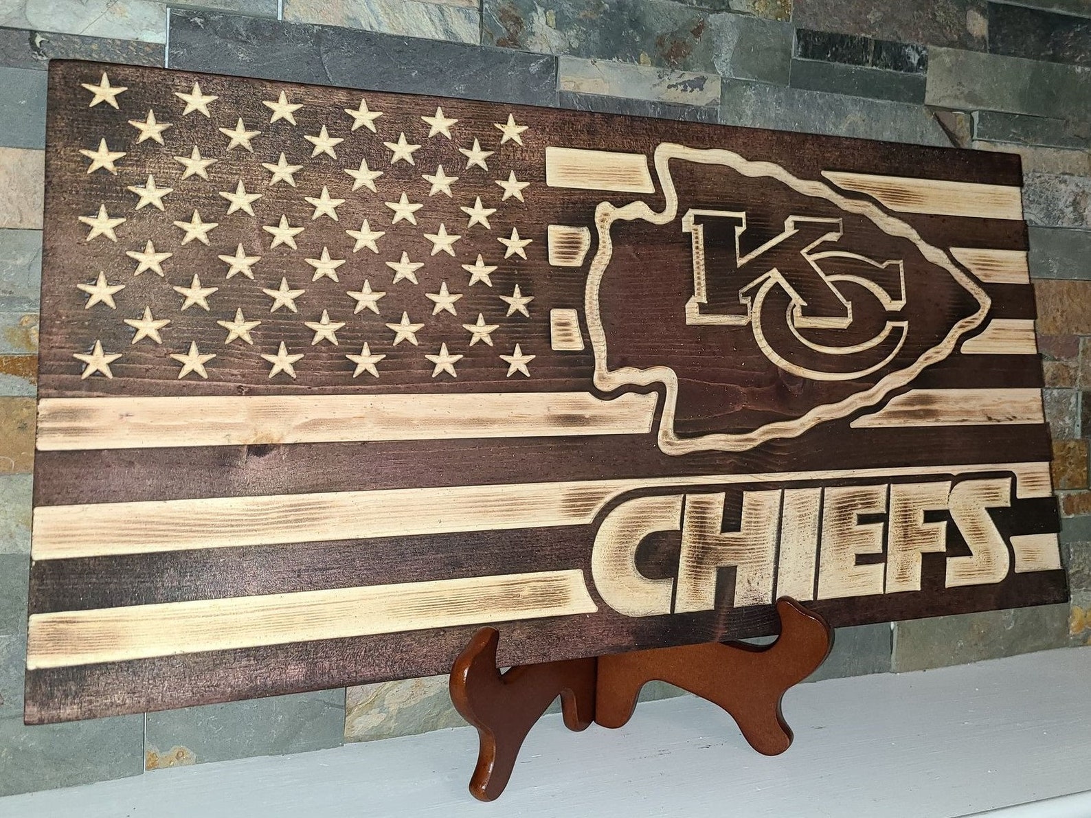 Kansas City Chiefs Wooden Flag Etsy