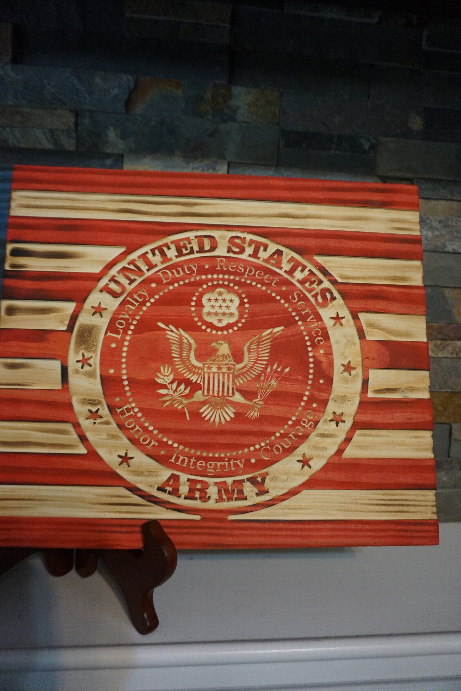 Wooden Army American Flag Wall Plaque Etsy