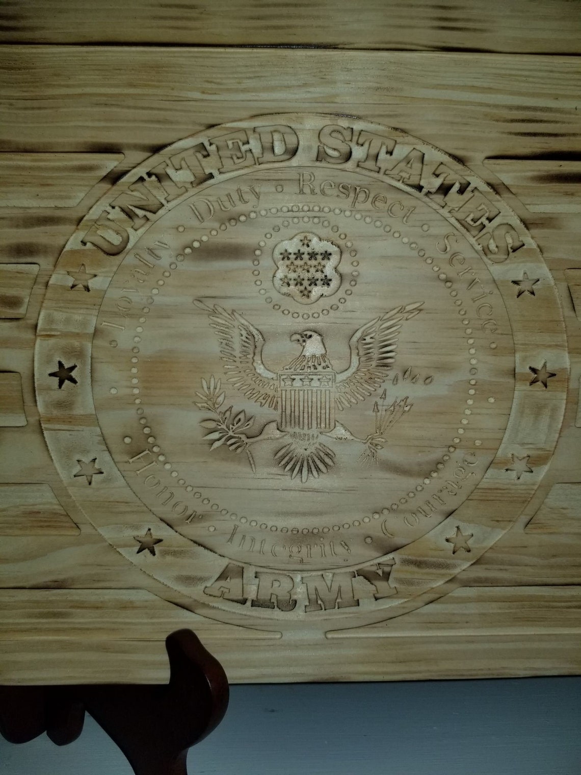 Wooden Army American Flag Wall Plaque Etsy