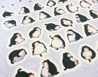 Tiny fat cat stickers - Siamese and Tuxedo Phat Cat Sticker Sets