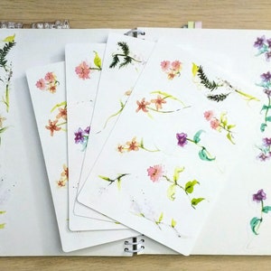 Flower Stickers- Watercolor Flowers | Bullet Journal Stickers, Planner Stickers, Scrapbook Stickers, Vintage Flower Stickers, BUJO Stickers