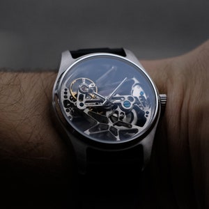 39mm Custom Skeleton Mechanical Watch - Made to Order - Marine Grade Stainless Steel - 200M Waterproof - Manual Wind - Hand Assembled