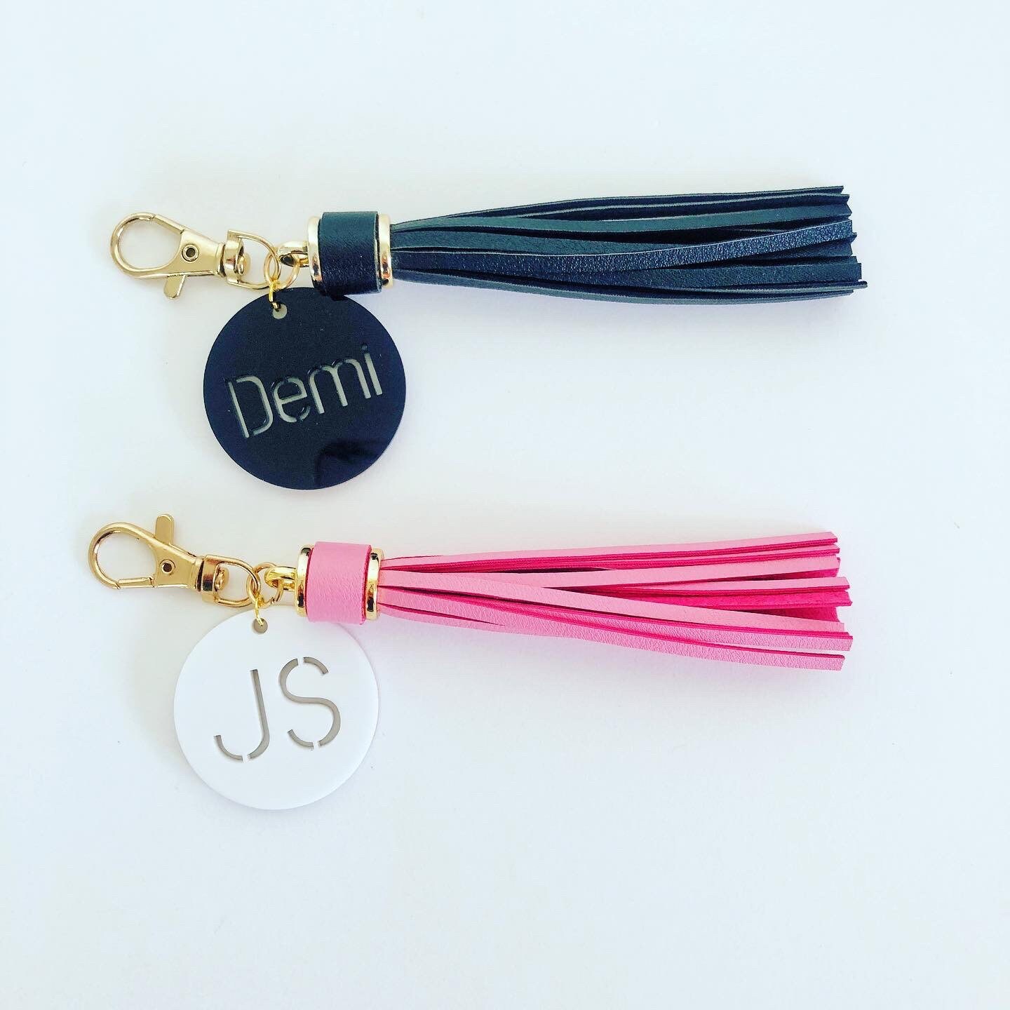 Faux leather keychain with personalised initial cut out Etsy