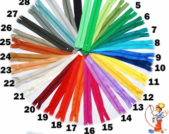 Zipper 18 cm short indivisible 3 mm nylon zipper zip 30 colors black red blue green pink for pants skirts cosmetic bags sewing zip