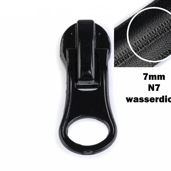 Zipper 7mm N7 wasserdicht Nylon Reißverschluss schwarz