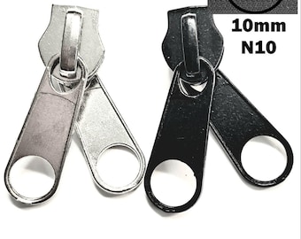 Zipper slider for tent, camping furniture, 10 mm double handle, nickel, repair, exchange