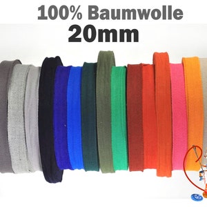 Köperband Baumwollband Einfassband  20mm 20 Farben im Angebot Paspelband Köperband Nahtband twill  tape Geschenkband blau rot grün schwarz