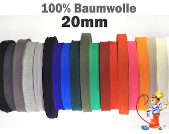 Baumwollband Einfassband Baumwolle 20mm 20 Farben im Angebot Paspelband Köperband Nahtband twill  tape Geschenkband blau rot grün schwarz